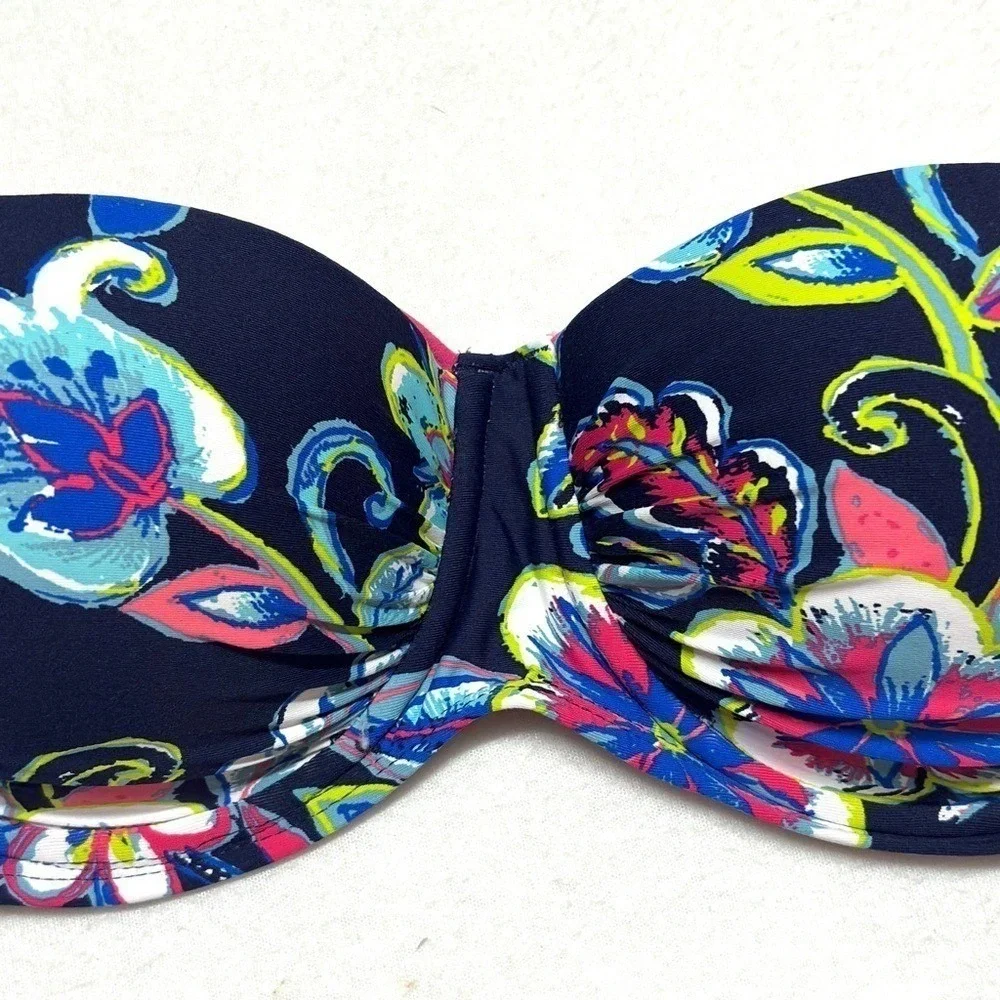 NWT Anne Cole Bandeau Bikini Top Padded Holiday Paisley‎ Colorful Womens 36B/34C